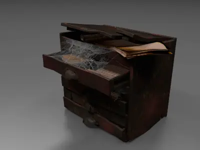 medieval cabinet magic experiments Low-poly 3D model