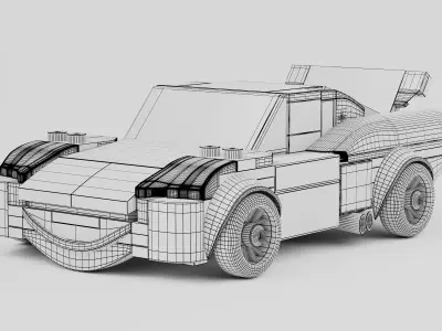 Cartoon Race Car Toy Low Poly 3D Model Low-poly 3D model