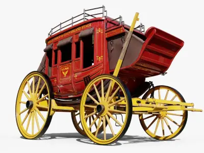 Stagecoach Wagon Low-poly 3D model