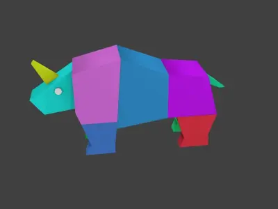 rhinoceros lowpoly colorful rhino 3D model