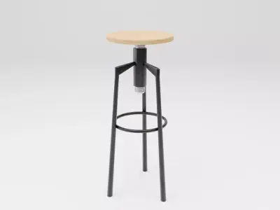 Industrial Bar Stool Low-poly 3D model