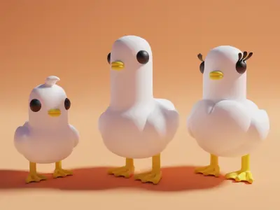 Duck Family 3D model