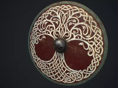 Viking Shield Low-poly 3D model 9