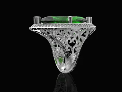 Marquise antique ring 3D print model