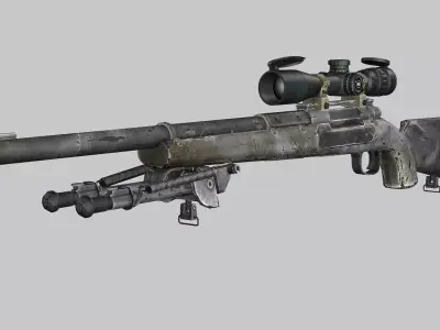 Sniper Denel 5NTW-20 Low-Poly 3D Model Low-poly 3D model