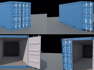 Blue Shipping Container- 4k PBR Low-poly 3D model