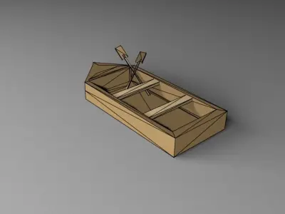 Lowpoly Boat cardboard with two paddles Free 3D model