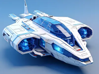 Scifi Explorer Spaceship 3D Model Low-poly 3D model
