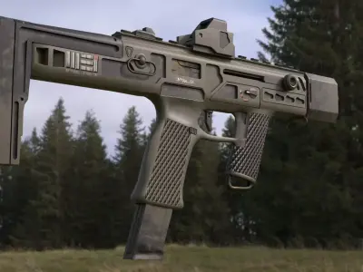 Submachine Gun ASC-19  Free low-poly 3D model