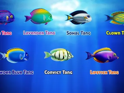 Cartoon Tang Fish Low-poly 3D model