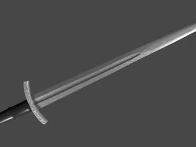 Excalibur sword with Caroling handle Low-poly 3D model