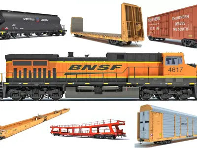 BNSF Freight Train 3D Model Pack