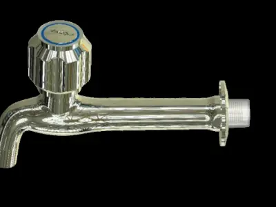 Realistic Stainless Steel Water Tap Faucet 3D Model 3D model