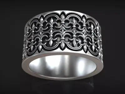 Gothic Traditional Ornate Heraldic Lily Pattern Band 3D print model