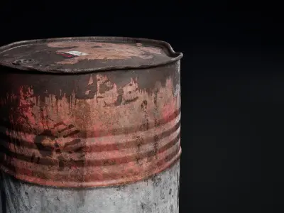 Metal Barrel Used Low-poly 3D model