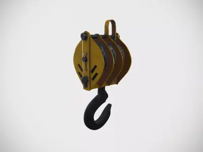 Triple Sheave Rope Pulley Block 3D model