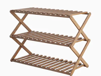 Modern Wooden Shoe Rack Set Low-poly 3D model