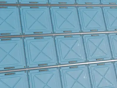 Blue Sci-Fi Padded Metal Plate PBR Seamless Texture