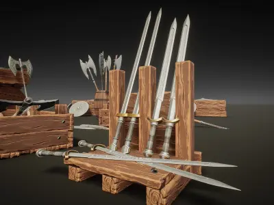 Viking Weapon Pack Low-poly 3D model