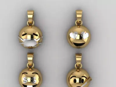  Pendants smile Low-poly 3D model