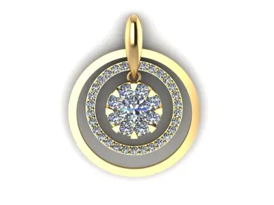 Pedant round with diamond 3D print model