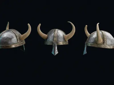 Helmet with horns Low-poly 3D model