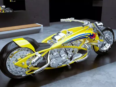 Chopper Motorcycle 3D model get