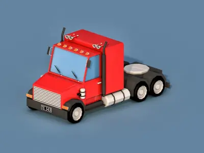 Cartoon Semi Truck Low-poly 3D model