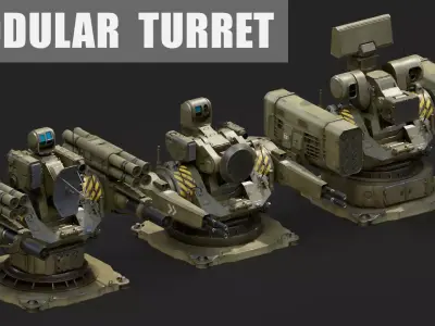 Modular Turret 3d model Low-poly 3D model