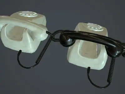 Retro Telephone PBR Game Ready Low-poly 3D model