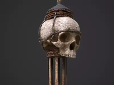 Skull Torch Low-poly 3D model