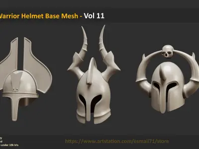 25 Warrior Helmet Base Mesh - Vol 11 Low-poly 3D model