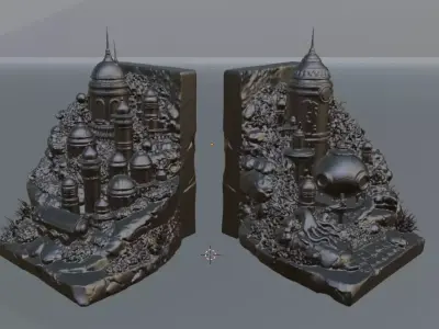 Abyss Station Mariana Trench Dieselpunk Bookend Unscaled 3D print model