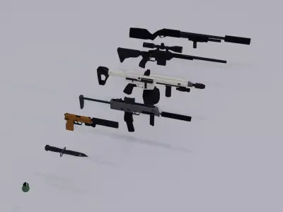 Lowpoly weapon pack model  Low-poly 3D model
