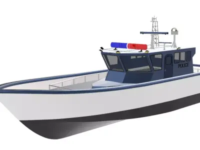 8m boat with interior cabin for simulation and gaming projects 3D model