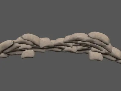 sandbag 1 pile of sacks Low-poly 3D model