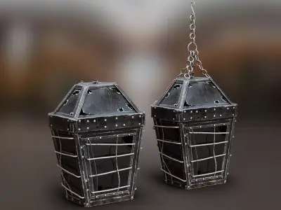 Mediaval Steel Lantern Low-poly 3D model