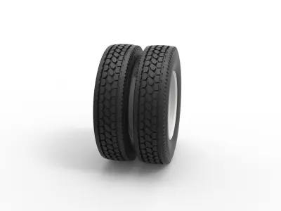 2 Hole rear wheel of old school truck Scale 1 to 25 3D print model