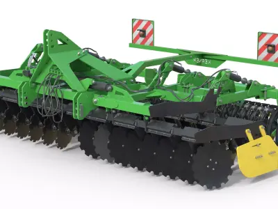 Kerner Helix H450 Trailed Disc harrow Low-poly 3D model