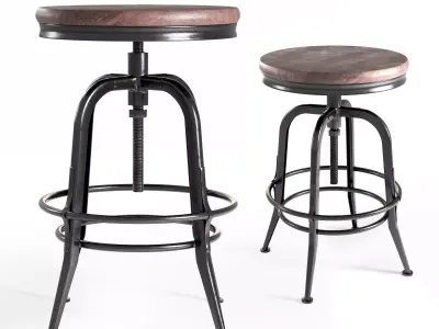 Leary Reclaimed Wood Swivel Counter Stool 3D model