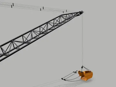 Industrial Vehicle Dragline Low-poly 3D model