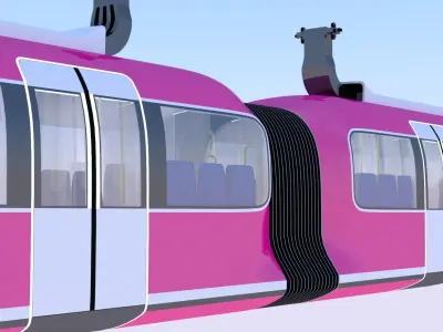 Elevated train and city bus 3D Model Pack
