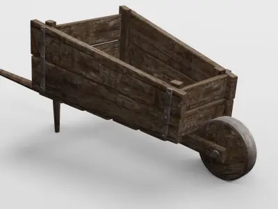 Wooden barrow Free low-poly 3D model