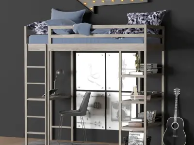 KIERAN STUDY LOFT BED 3D model