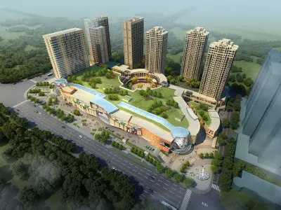 3Dmax fashion city commercial square building 353 3D model