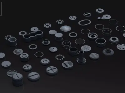 50 Hard Surface SUBD circular Elements 3D model