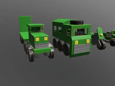 Wooden Toys Vehicle Pack Low-poly 3D model