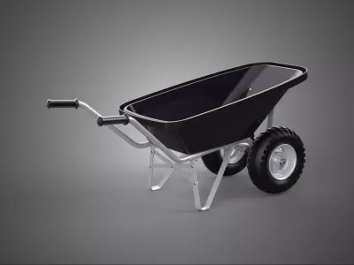 BLACK TUB WHEELBARROW TUBULAR FRAME HANDLES METAL CART TROLLEY 2 3D model