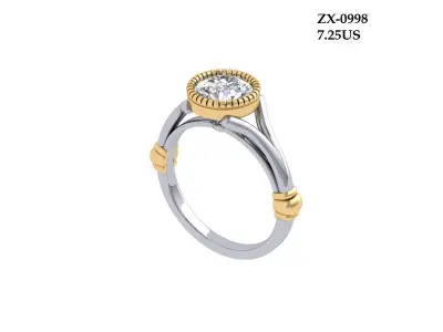 Solitaire Engagement Art Deco Ring 3D print model 51
