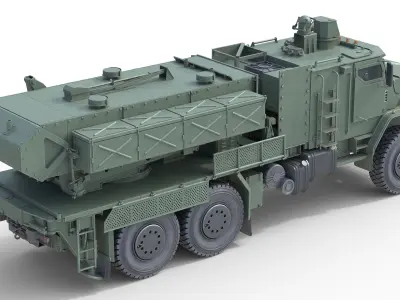 TOS 2 Multiple rocket launcher    Low-poly 3D model